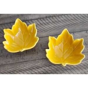 Lot of 2 Sur La Table Sauce Dipping Bowls Dishes Leaf Shaped 6" Set of 2